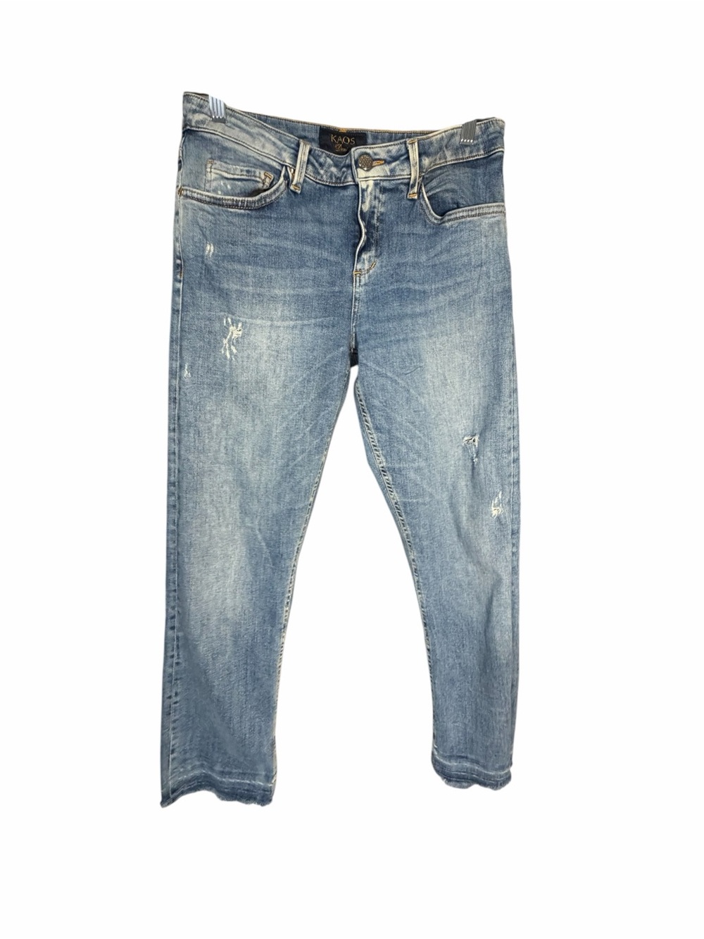Kaos Boy Straight Women's Light Wash Distressed Jeans Sz 27